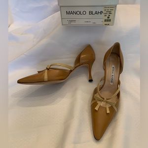 Manila Blahnik Vintage Audrona Tan Women’s Size 8 B D’Orsay Pump